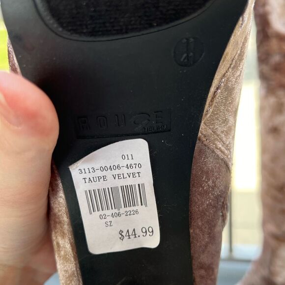 Nwt Rouge Helium Taupe Velvet High Heeled Boots  Women’s Size 11 Shoes - Picture 8 of 9